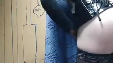dark stockings tranny Strokes penis And dildos arse On cam