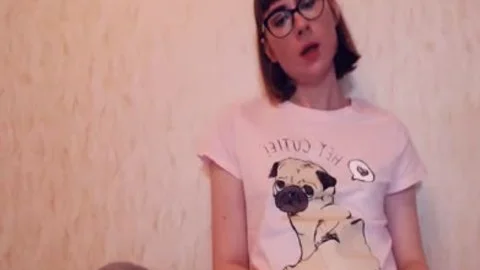filthy Russian lady-twink In Glasses Strokes Her tiny 10-Pounder
