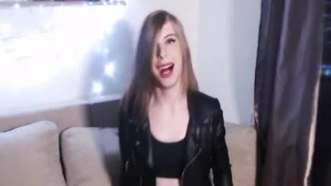 Rock Fan legal age teenager tranny Rides On vibrator And Make Ahegao
