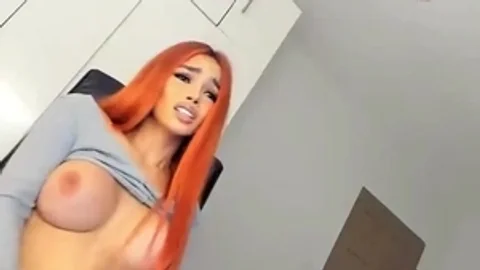 Redhaired latina sheboy Beauty With throbbing milk cans Wanks Hard On cam