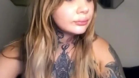big tits shemale With Full Tattoos Wanks Hard On web camera