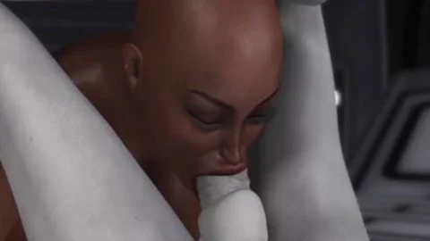 3d Alien Dickgirl nails A hot ebony bondman In Space Station