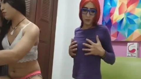 pair tranny Jerking weenie And Fingering booties