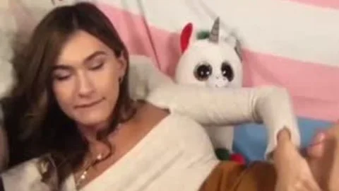 slutty young brunette hair lady-man Jerks hairy big cock