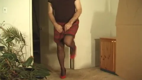 love juice On salute Heel Shoes Wearing Sheer panties With Feminine Pad