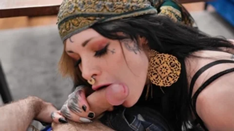 aces of porn: Tatted Up Tranny's Crystal Dicking