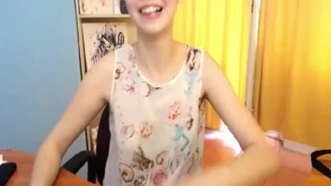 delightsome Short Hair teen sheboy Teasing And Cumming On cam