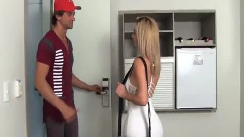 Blond lady-teen Nathalia De Castro Flip Flops With A lovely lad