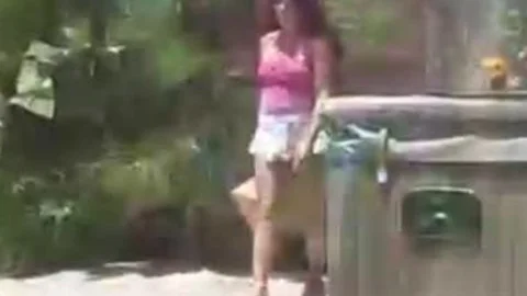Lonely girl Plays Outdoor