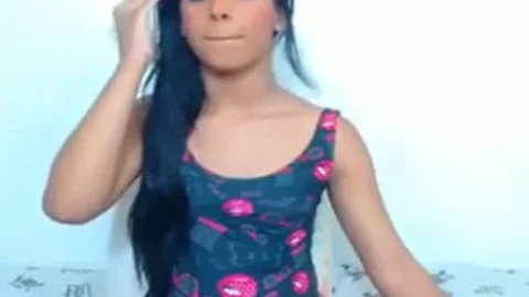 ladyboy With monstrous ramrod In Leotard Masturbatingp