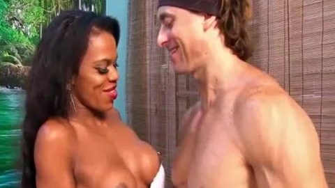 ebon shemale Lavinia Magalhaes And A Whate man pound Each Other Up The arse